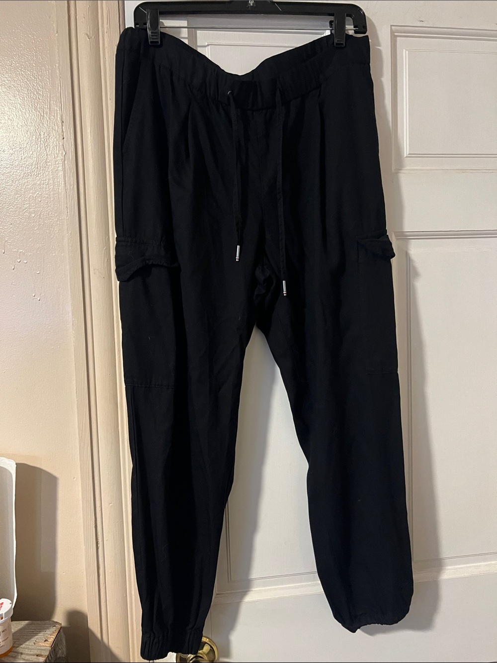Tommy Hilfiger Black Cargo Jogger Pants with Drawstring